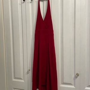 Red Halter V-Neck Women's Dress